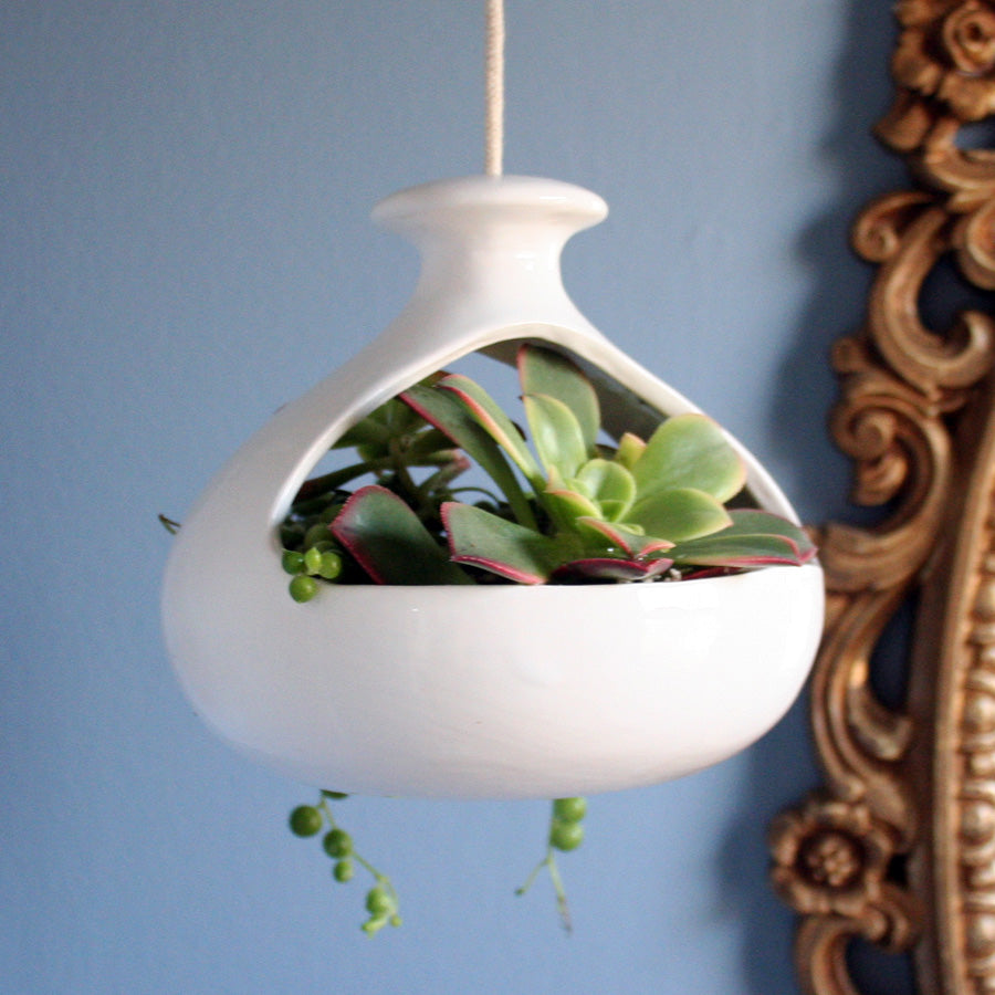 Mid century modern ceramic hanging pot Happy Los Angeles