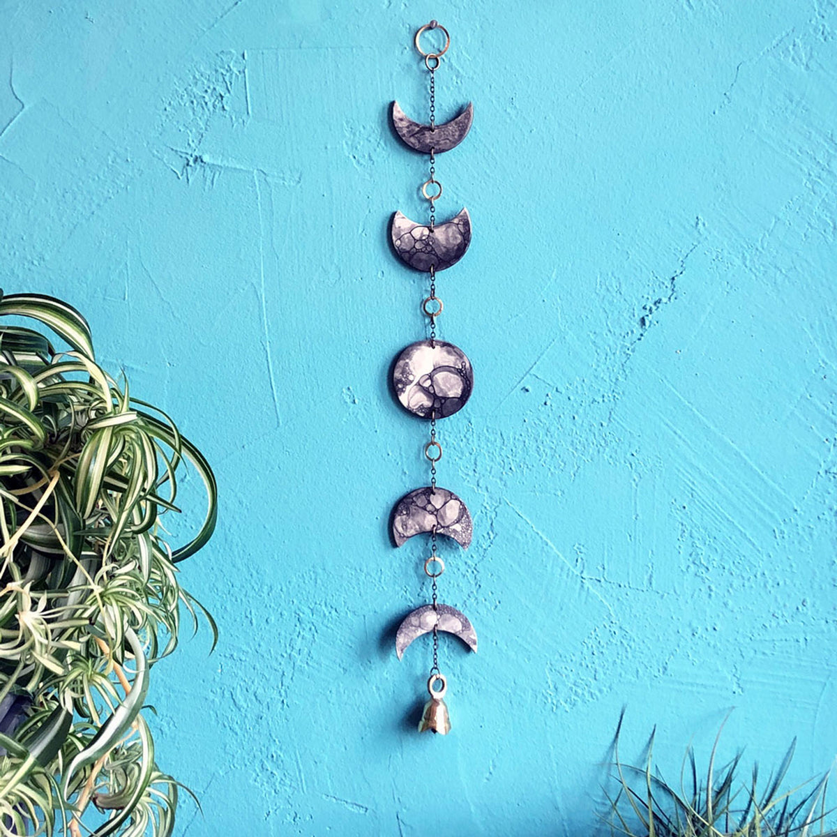 Eclipse Moon Phase Porcelain Wall Hanging and with Bubble Glaze and Br ...
