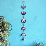 Eclipse Moon Phase Porcelain Wall Hanging and with Bubble Glaze and Brass Bell